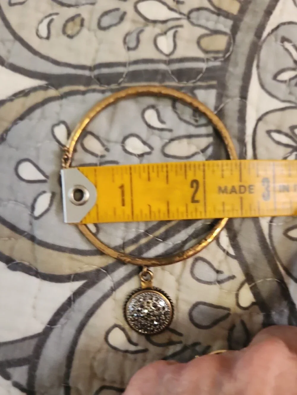 Lucky Brand Gold-Tone Disc Charm Bangle with Pavé Accent